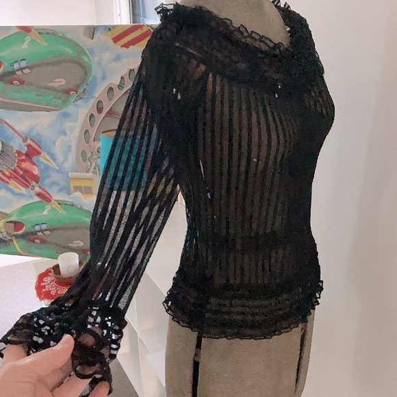 Cooper St Tops - Sheer striped long sleeve Top by COOPER STREET